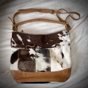 Myra Bag Cowhide Leather Hairon Crossbody Sack